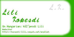 lili kopesdi business card